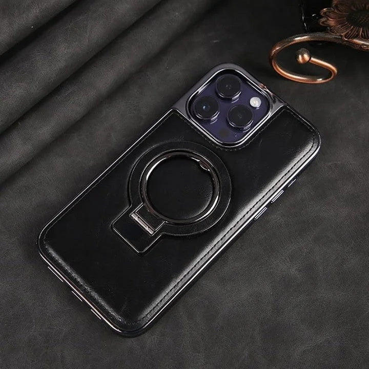 Luxury Leather Invisible Stand iPhone Case - Image 13