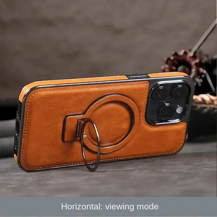Luxury Leather Invisible Stand iPhone Case - Image 3