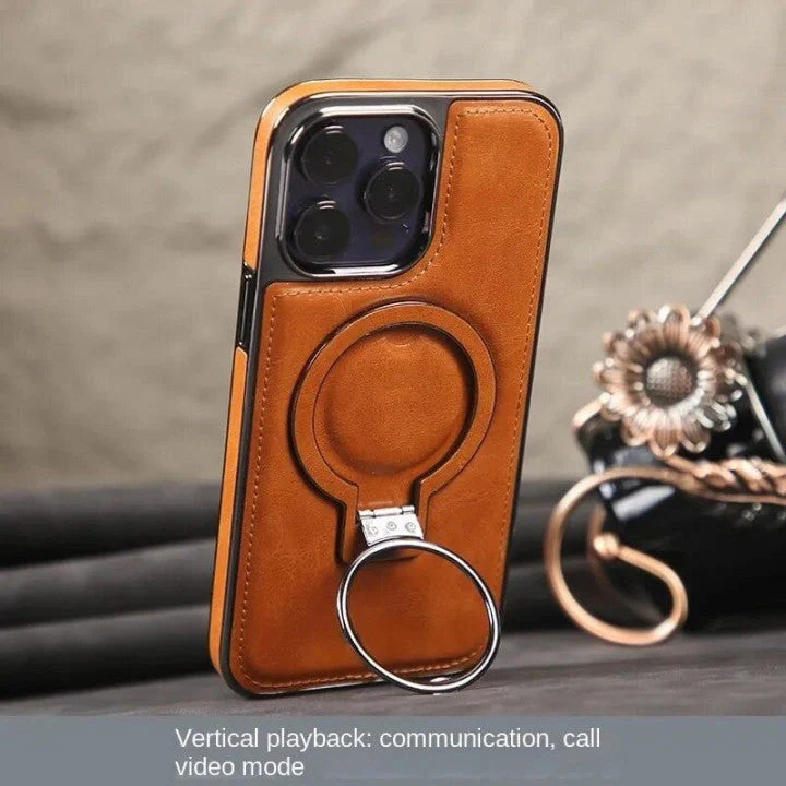 Luxury Leather Invisible Stand iPhone Case - Image 4