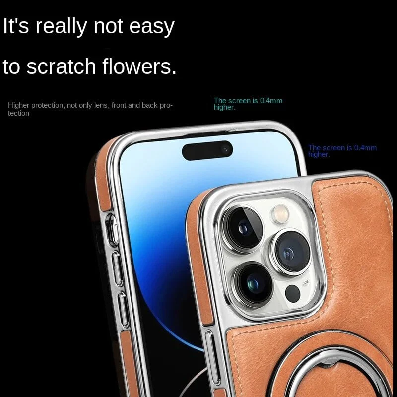 Luxury Leather Invisible Stand iPhone Case - Image 5