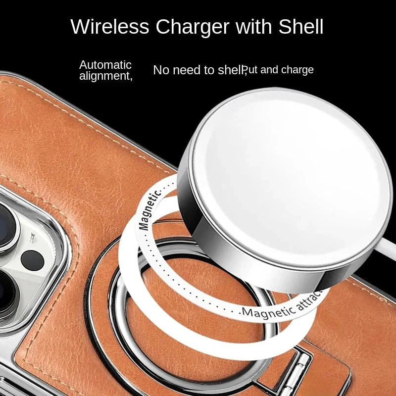Luxury Leather Invisible Stand iPhone Case - Image 6