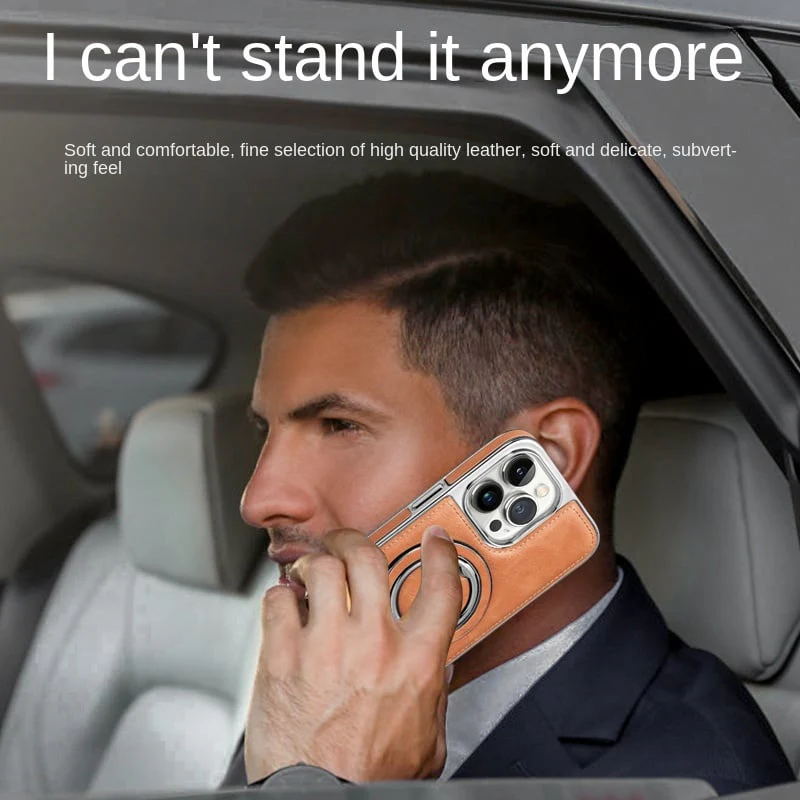 Luxury Leather Invisible Stand iPhone Case - Image 7
