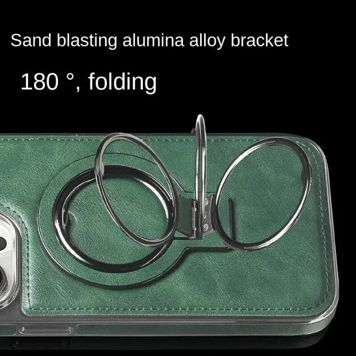 Luxury Leather Invisible Stand iPhone Case - Image 8