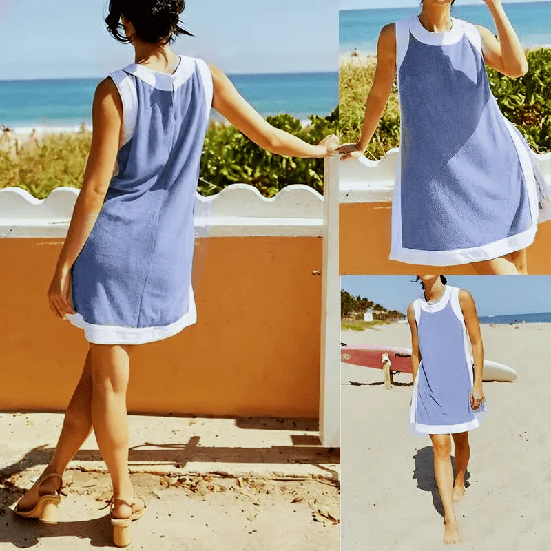 🎁Women's 2-Piece Sets Color Block Crewneck Sleeveless Top + Skirt & Shorts w/ Pockets - Image 14