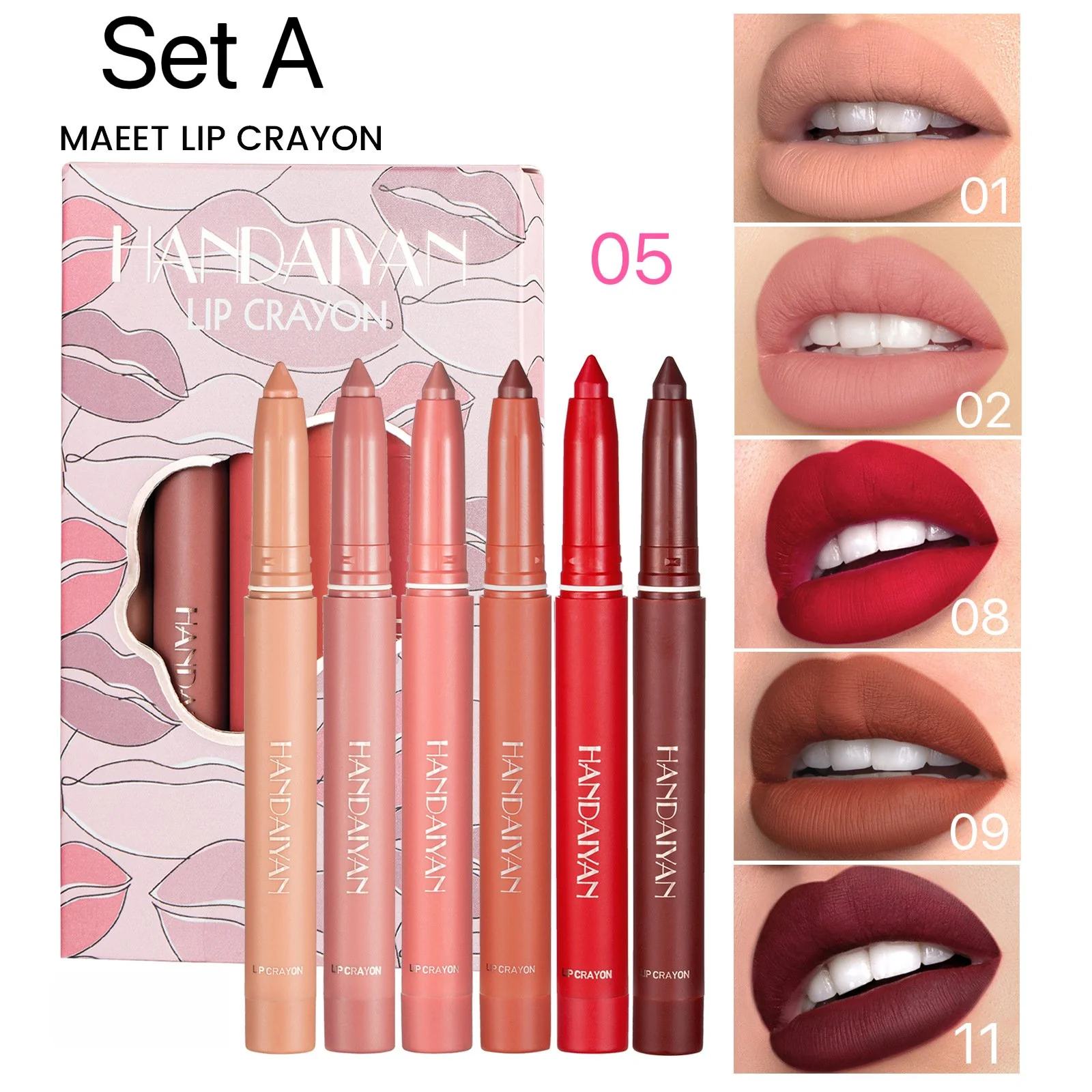 12 Color Rotating Sharpenable Matte Lipstick Pencils - Image 2
