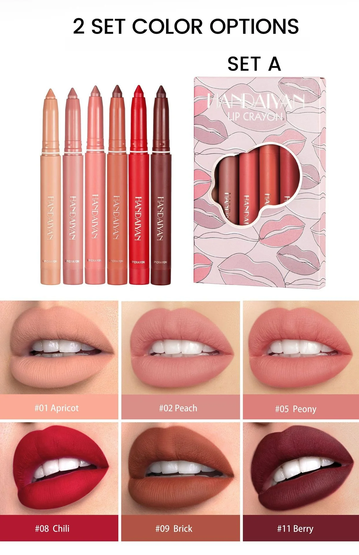 12 Color Rotating Sharpenable Matte Lipstick Pencils - Image 22