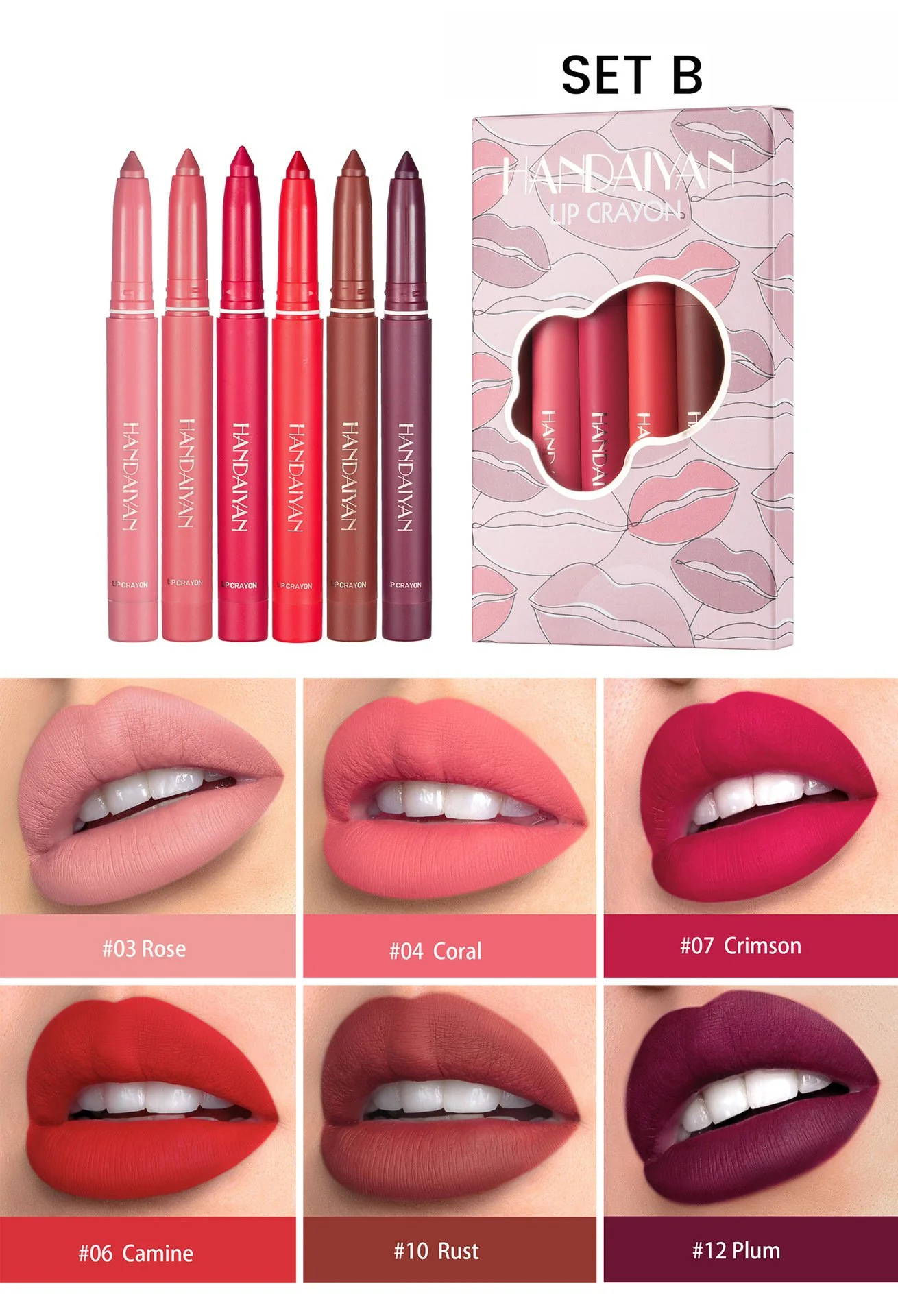 12 Color Rotating Sharpenable Matte Lipstick Pencils - Image 23