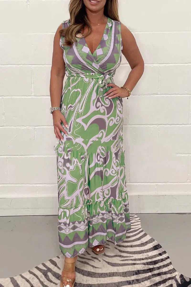 👗V-neck printed maxi dress - Image 3