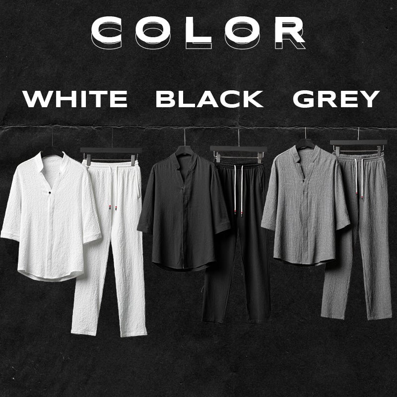 Men's 2 Pieces Linen Set Summer Outfits - Image 6