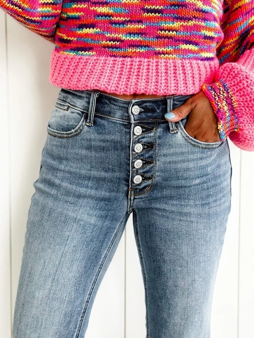Mid Rise Button Fly Bootcut Jeans ( Buy 2 Free Shipping) - Image 8