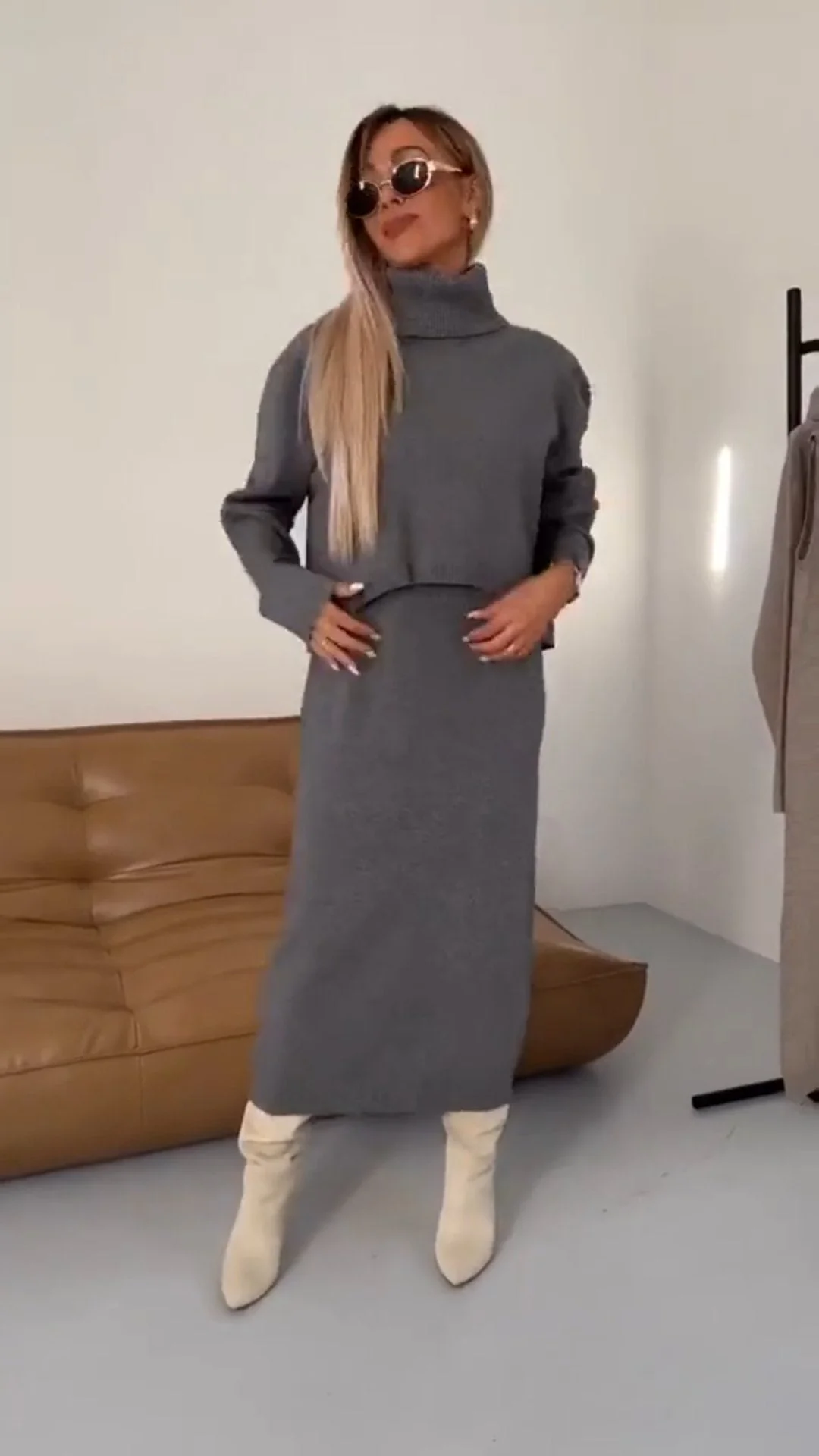Dress and Turtle Neck Sweater Set - Image 7