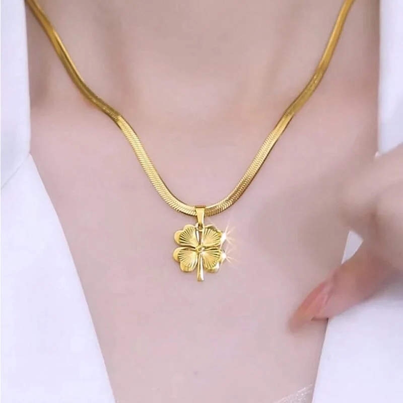 Gold Plated Lucky Clover Necklace - Image 10
