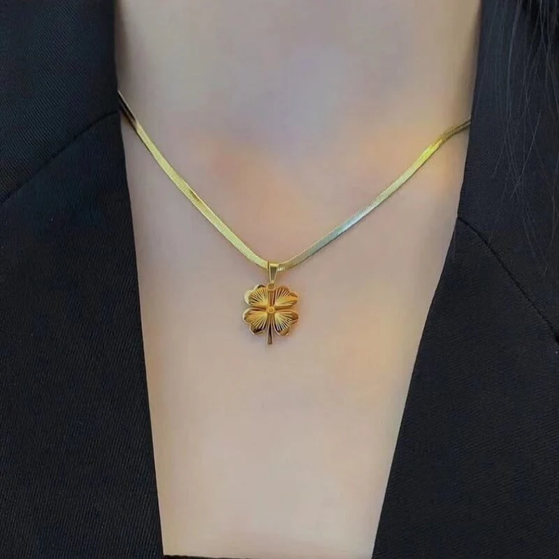 Gold Plated Lucky Clover Necklace - Image 3