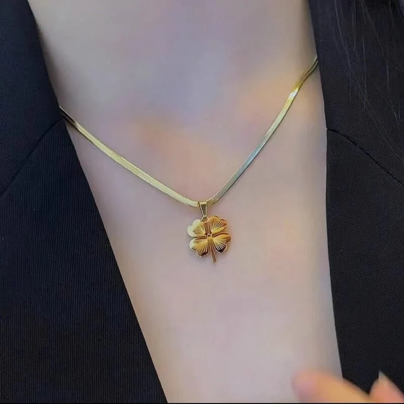 Gold Plated Lucky Clover Necklace - Image 4