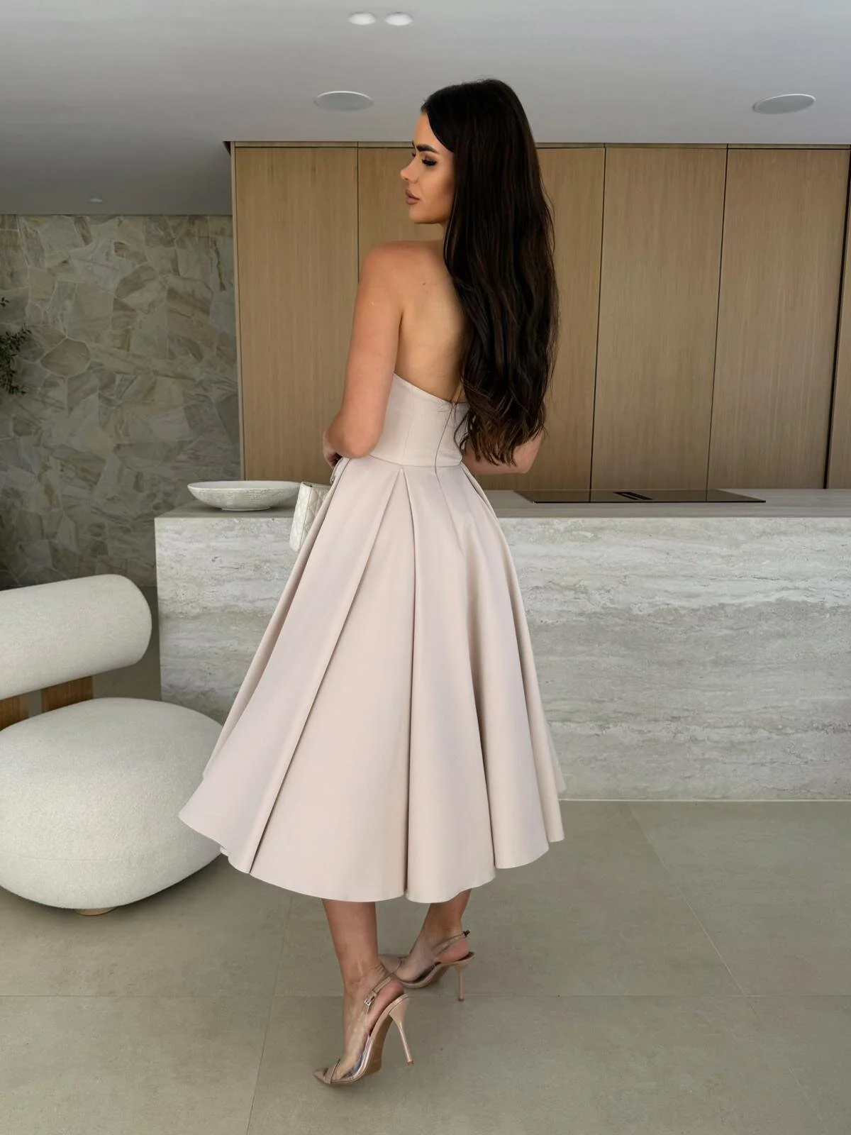 New Summer Solid Color Strapless Midi Dress - Image 10