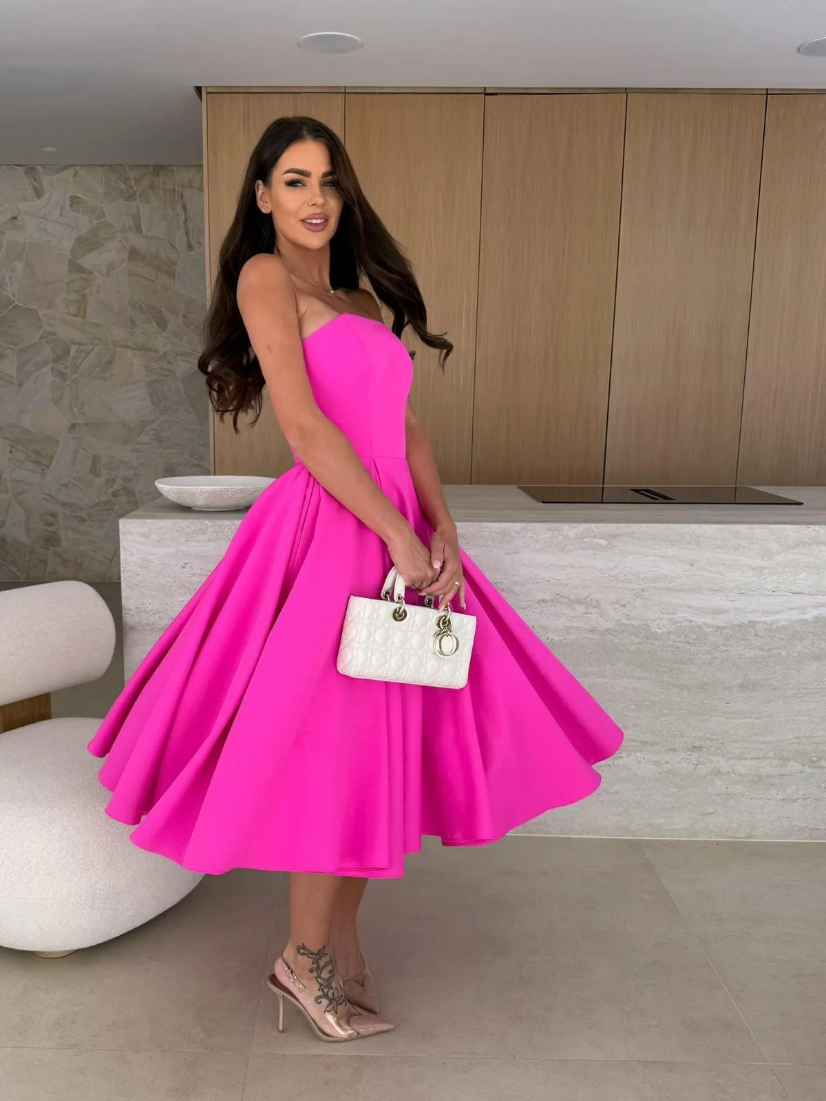 New Summer Solid Color Strapless Midi Dress - Image 8