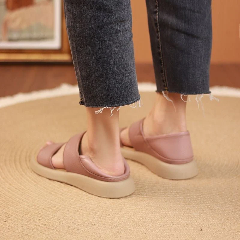 New Thick Sole Women's Stylish Genuine Leather Sandals - Image 3