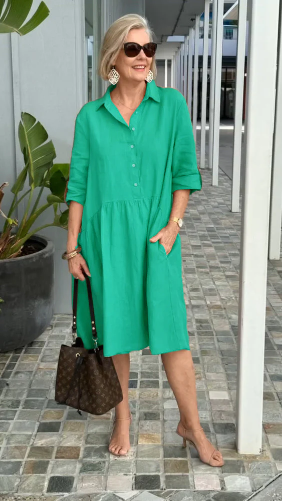 New Women's Cotton Linen Casual Dress - Image 4
