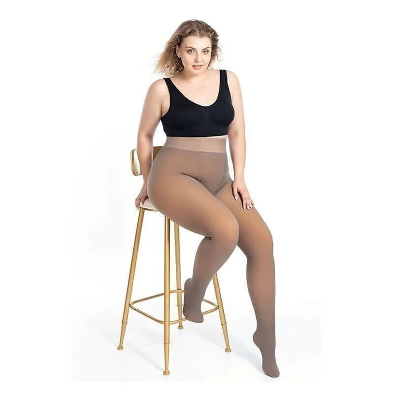 Flawless Legs Fake Translucent Warm Plush Lined Elastic Tights - Image 13