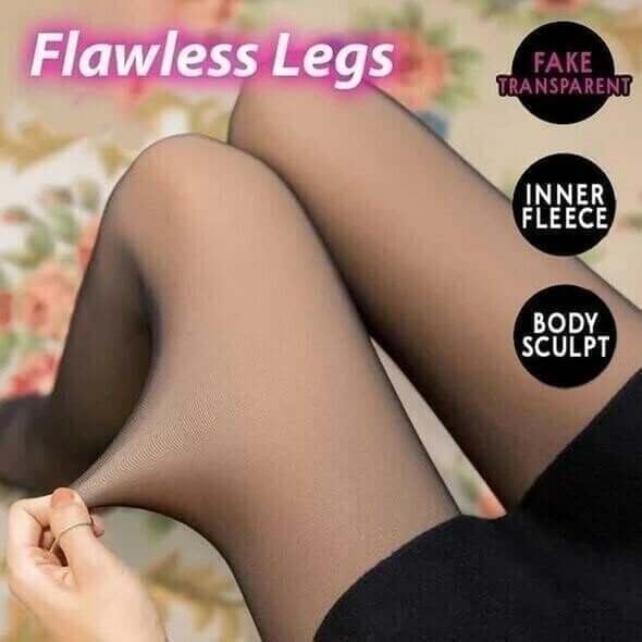 Flawless Legs Fake Translucent Warm Plush Lined Elastic Tights - Image 3