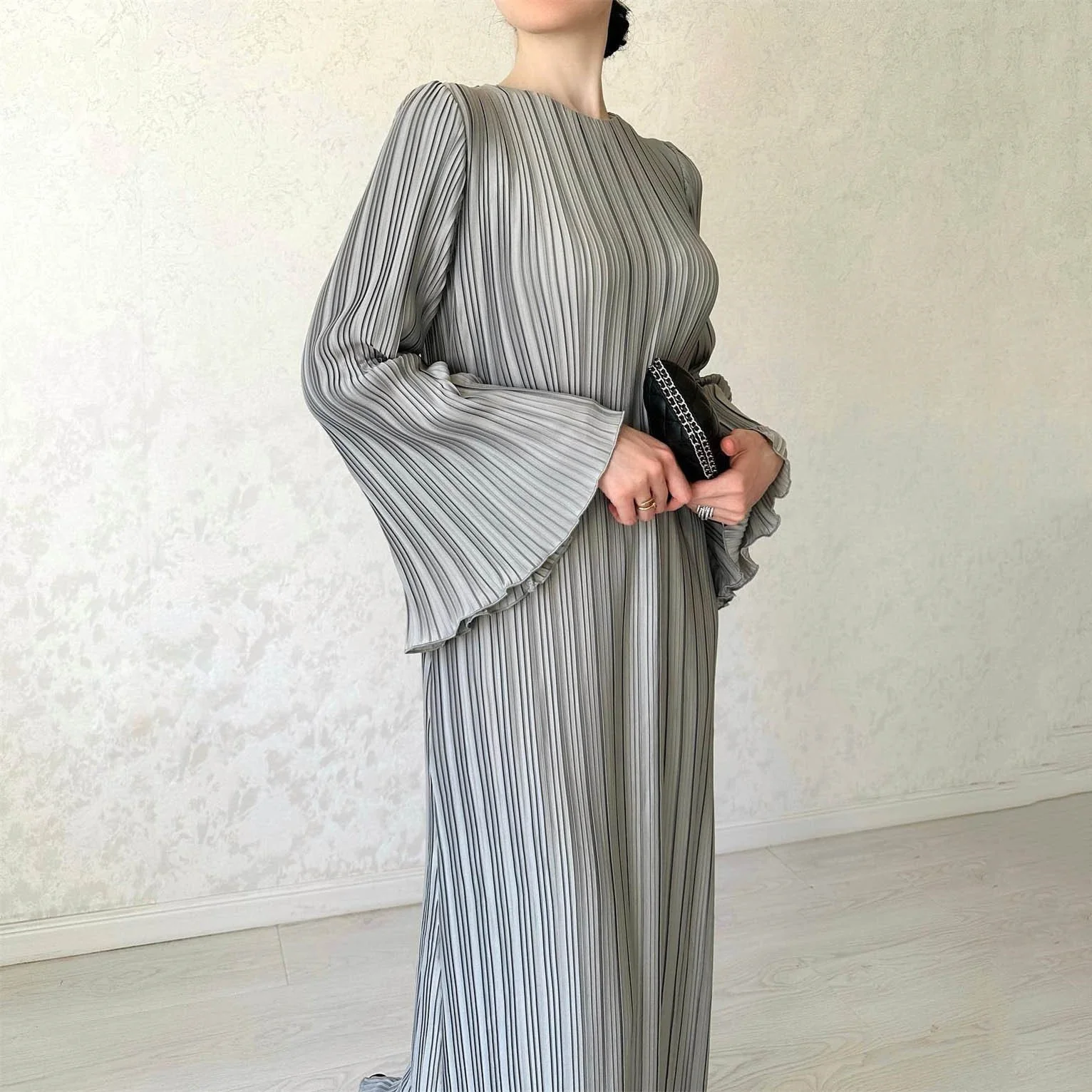 Pleated Bell Sleeve Maxi Dress (Buy 2 Free Shipping) - Image 4