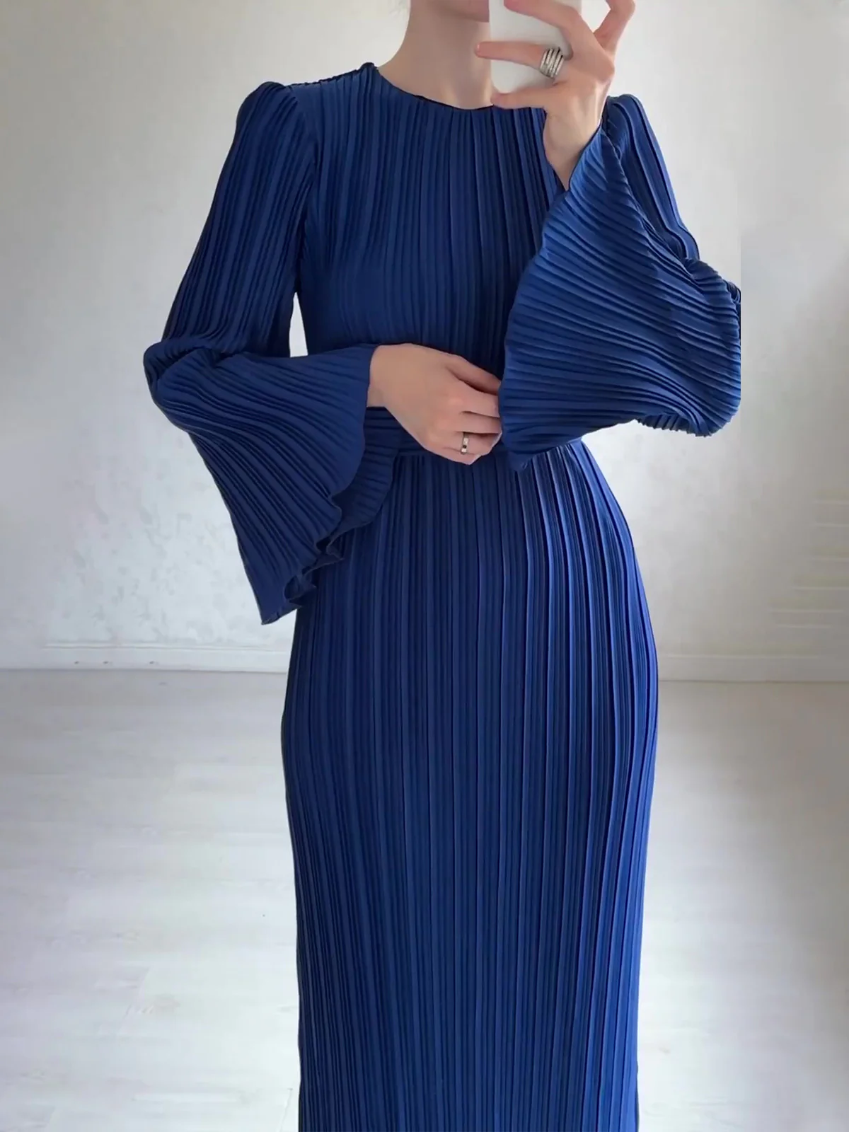 Pleated Bell Sleeve Maxi Dress (Buy 2 Free Shipping) - Image 7