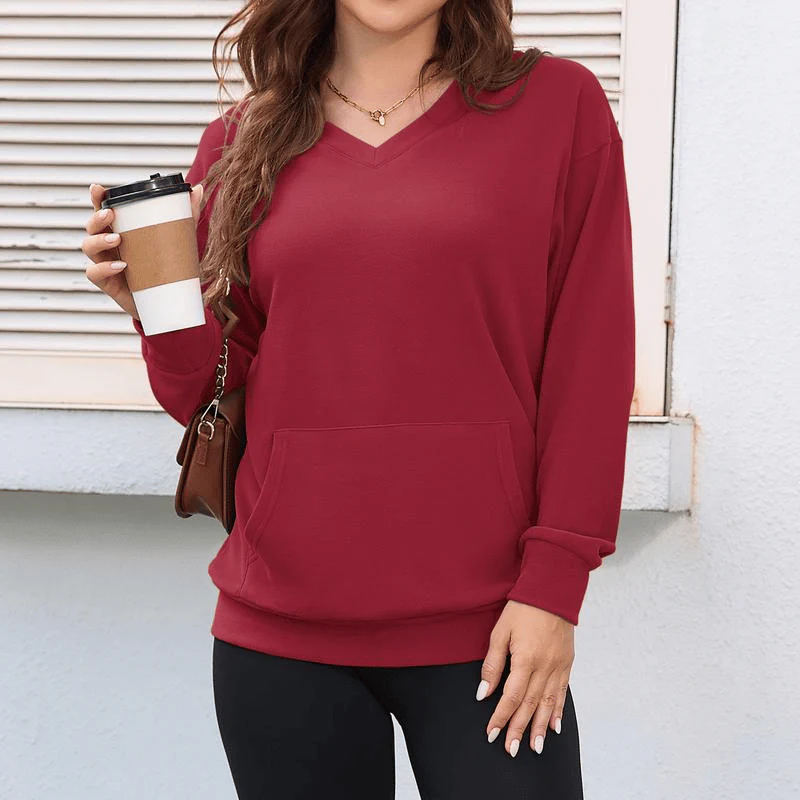🎉💖Women's Hoodless V-Neck Kangaroo Pocket Sweatshirt - Image 10