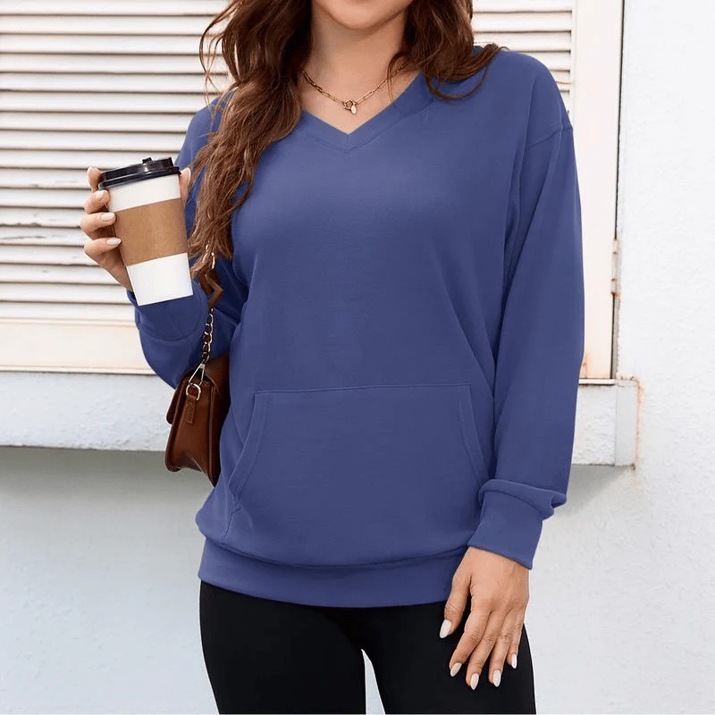 🎉💖Women's Hoodless V-Neck Kangaroo Pocket Sweatshirt - Image 2