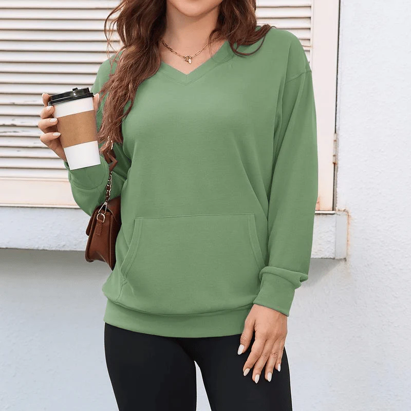 🎉💖Women's Hoodless V-Neck Kangaroo Pocket Sweatshirt - Image 3