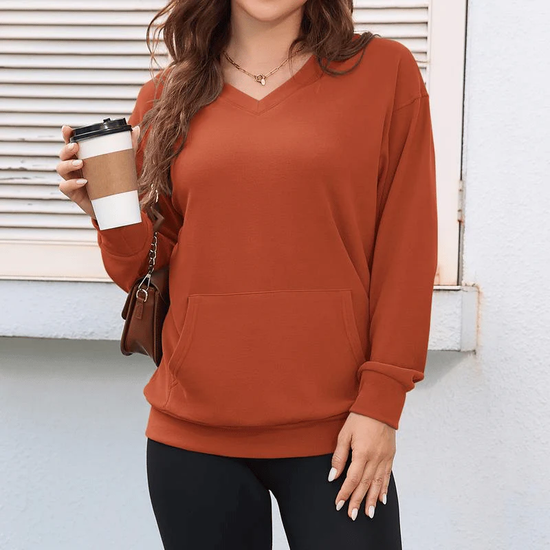🎉💖Women's Hoodless V-Neck Kangaroo Pocket Sweatshirt - Image 4