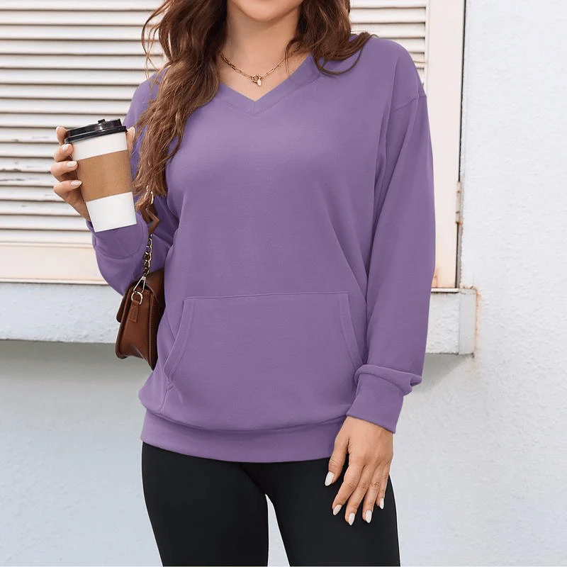 🎉💖Women's Hoodless V-Neck Kangaroo Pocket Sweatshirt - Image 6