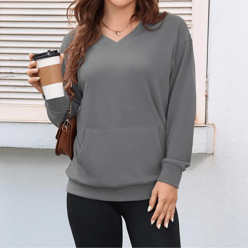 🎉💖Women's Hoodless V-Neck Kangaroo Pocket Sweatshirt - Image 8