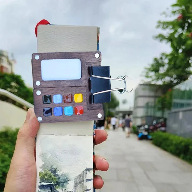 Portable Walnut Watercolor Palette - Image 3