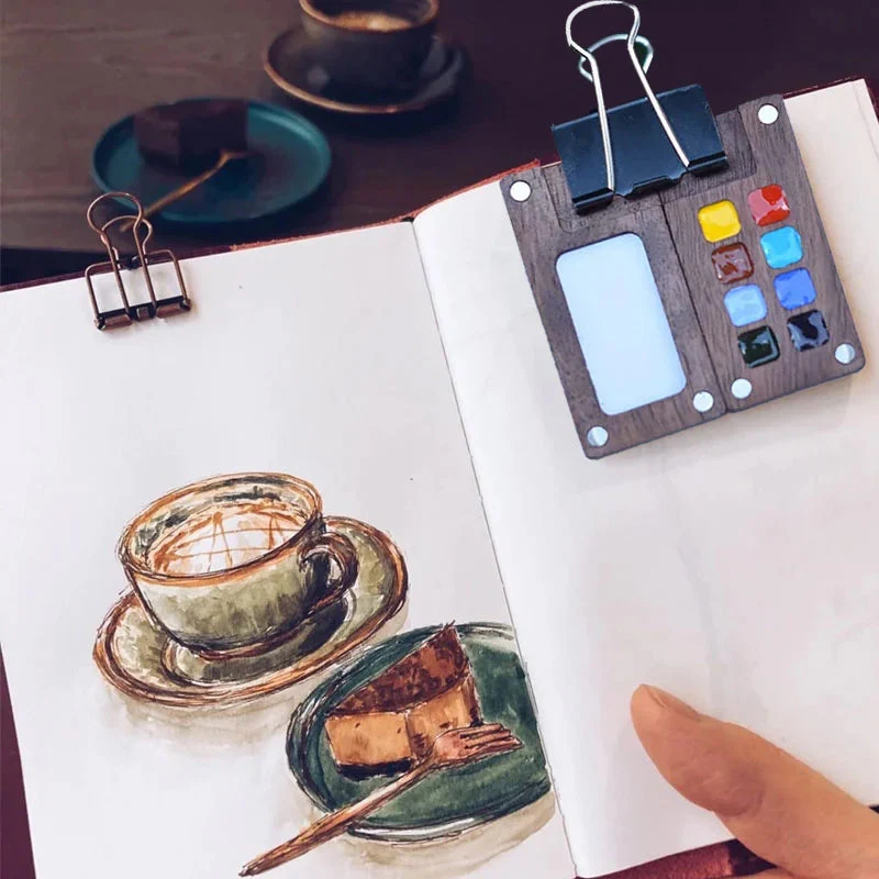 Portable Walnut Watercolor Palette - Image 7