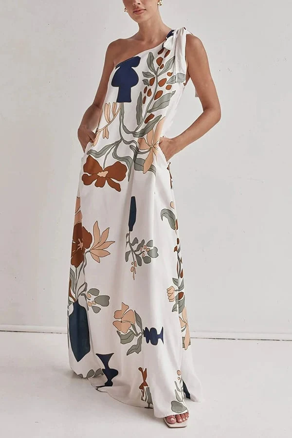 Printed One-Shoulder Maxi Dress - Image 4