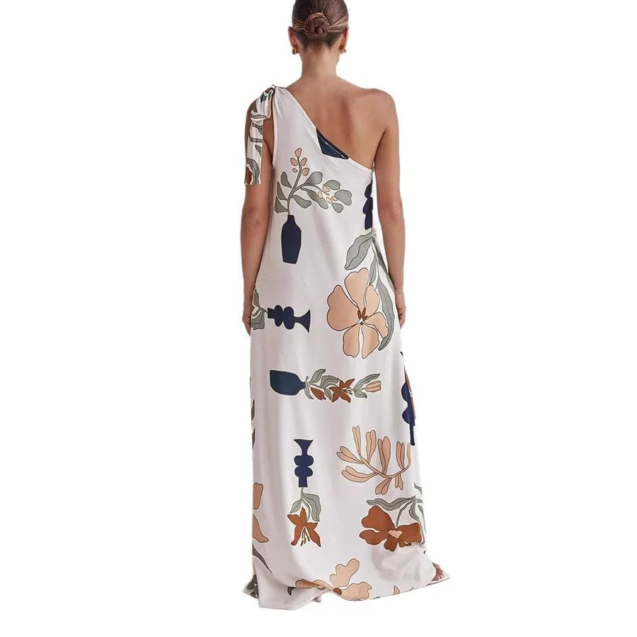 Printed One-Shoulder Maxi Dress - Image 6