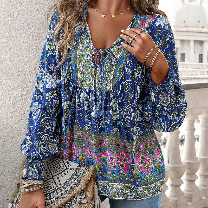 💖2025 New Products💖Women's Fashion Printed v-Neck Long Sleeve Shirt - Buy two and get free shipping! - Image 10