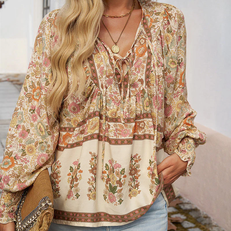 💖2025 New Products💖Women's Fashion Printed v-Neck Long Sleeve Shirt - Buy two and get free shipping! - Image 14