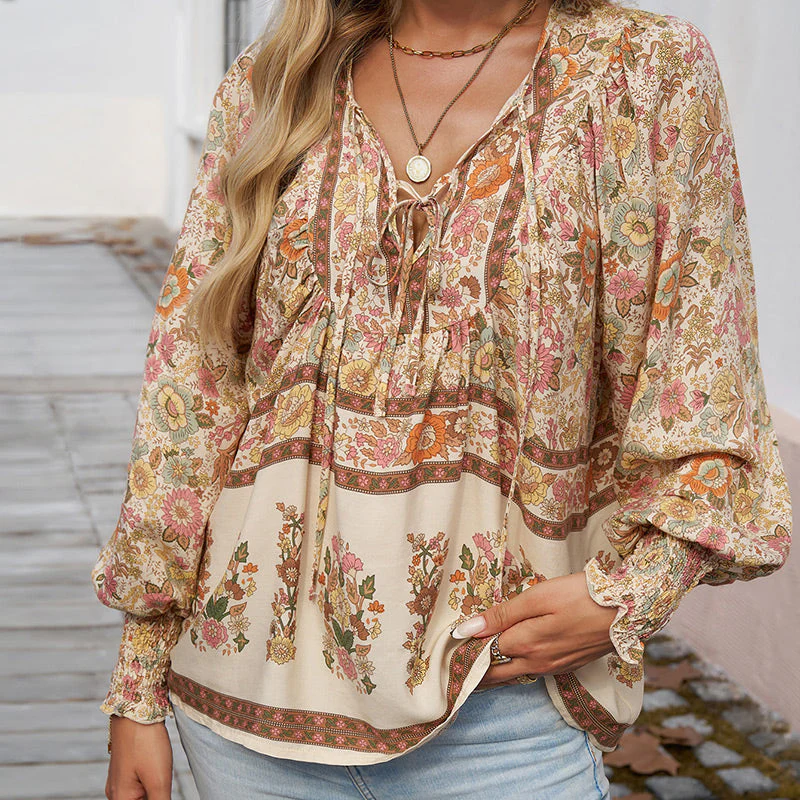 💖2025 New Products💖Women's Fashion Printed v-Neck Long Sleeve Shirt - Buy two and get free shipping! - Image 15