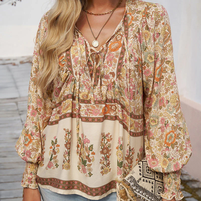 💖2025 New Products💖Women's Fashion Printed v-Neck Long Sleeve Shirt - Buy two and get free shipping! - Image 17