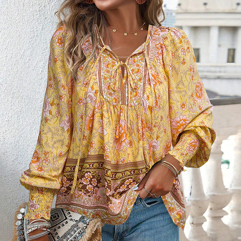💖2025 New Products💖Women's Fashion Printed v-Neck Long Sleeve Shirt - Buy two and get free shipping! - Image 19