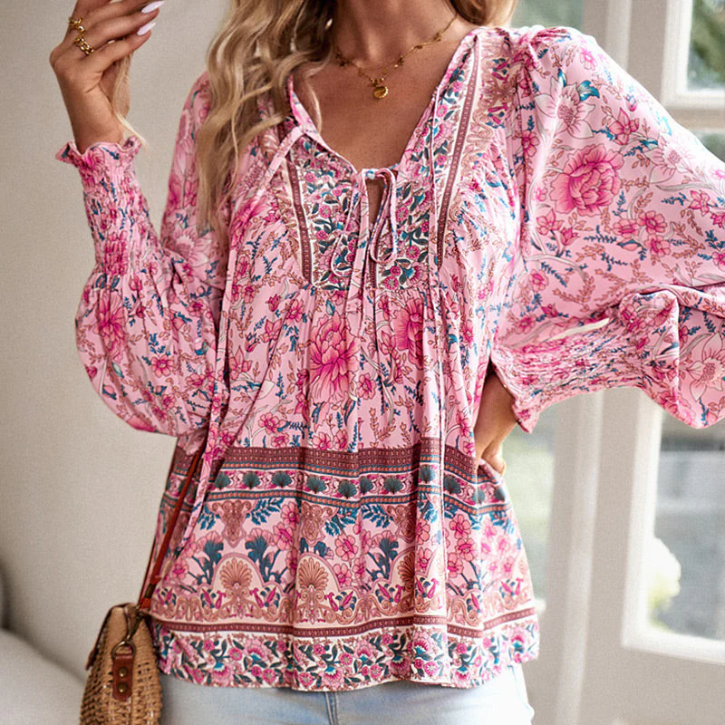 💖2025 New Products💖Women's Fashion Printed v-Neck Long Sleeve Shirt - Buy two and get free shipping! - Image 2