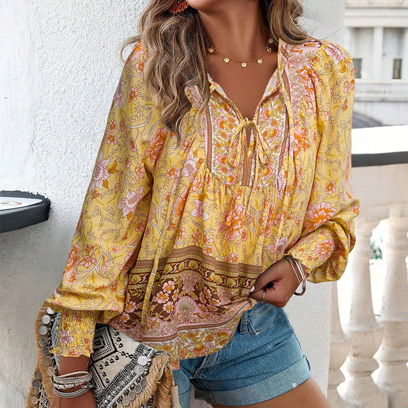 💖2025 New Products💖Women's Fashion Printed v-Neck Long Sleeve Shirt - Buy two and get free shipping! - Image 20