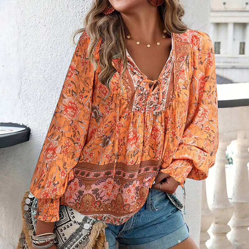 💖2025 New Products💖Women's Fashion Printed v-Neck Long Sleeve Shirt - Buy two and get free shipping! - Image 22