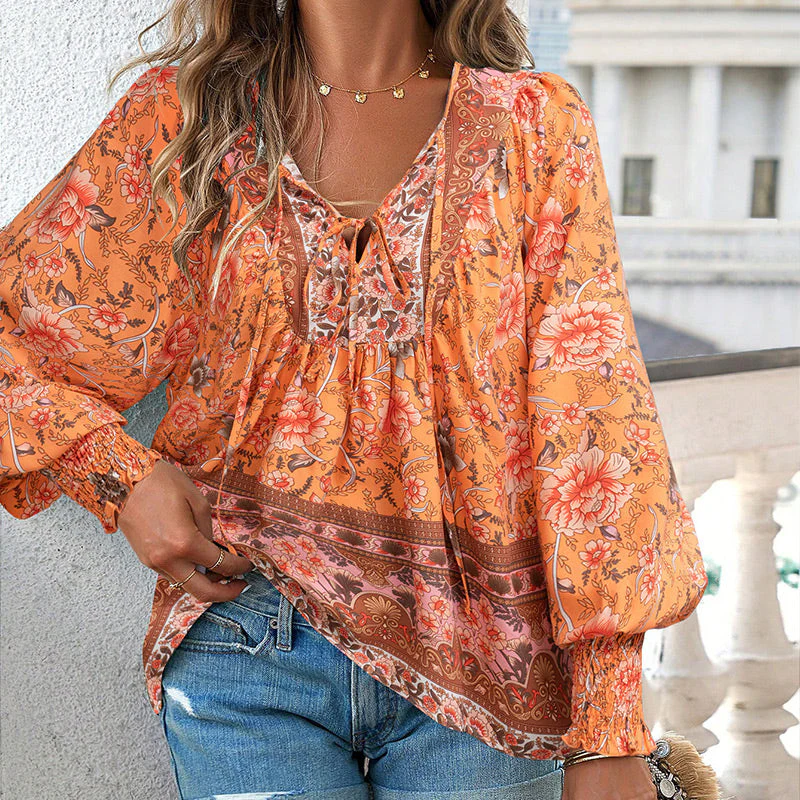 💖2025 New Products💖Women's Fashion Printed v-Neck Long Sleeve Shirt - Buy two and get free shipping! - Image 23