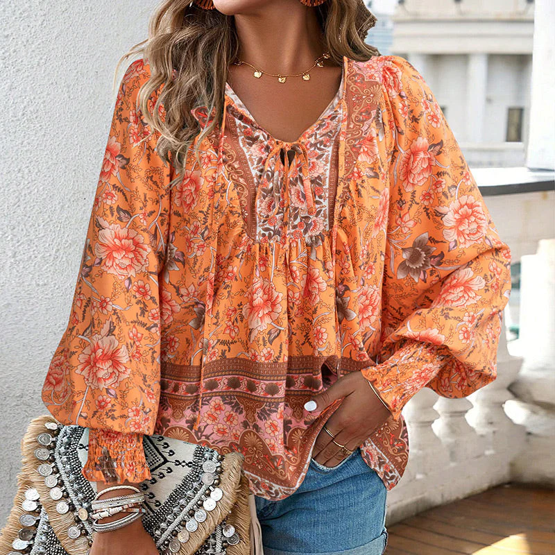 💖2025 New Products💖Women's Fashion Printed v-Neck Long Sleeve Shirt - Buy two and get free shipping! - Image 25