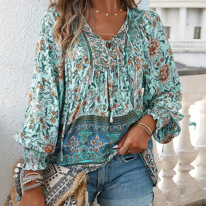 💖2025 New Products💖Women's Fashion Printed v-Neck Long Sleeve Shirt - Buy two and get free shipping! - Image 27