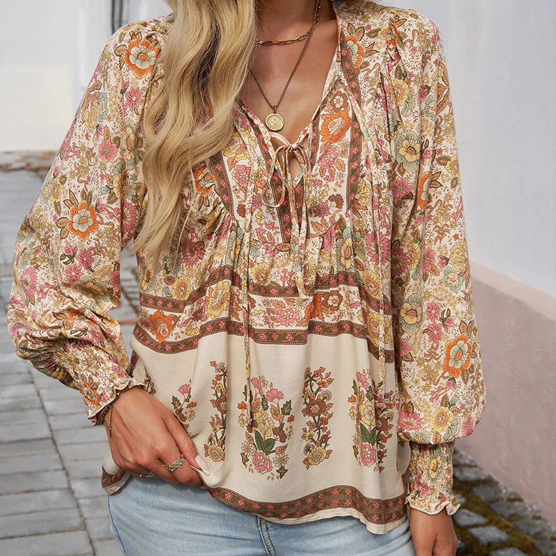 💖2025 New Products💖Women's Fashion Printed v-Neck Long Sleeve Shirt - Buy two and get free shipping! - Image 29