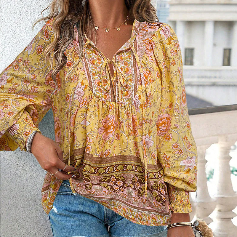 💖2025 New Products💖Women's Fashion Printed v-Neck Long Sleeve Shirt - Buy two and get free shipping! - Image 30
