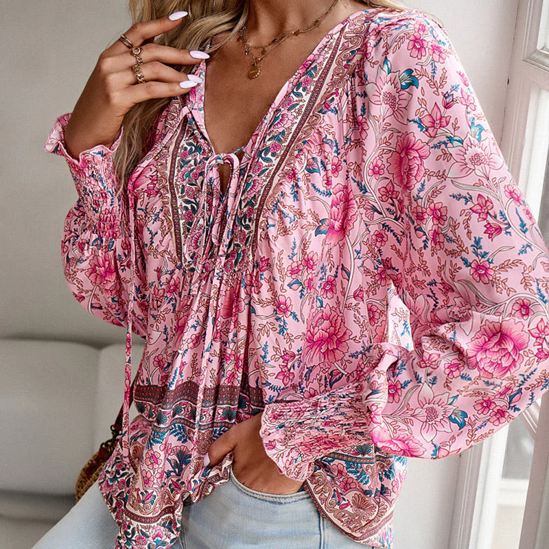 💖2025 New Products💖Women's Fashion Printed v-Neck Long Sleeve Shirt - Buy two and get free shipping! - Image 4
